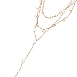 AMI Gold-Plated & White Pearl Beaded Contemporary Layered Jewellery Set image 5