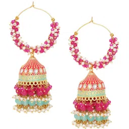 OOMPH Pink Contemporary Jhumkas Earrings image 2