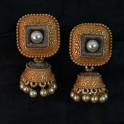 justpeachy Gold-Toned Classic Jhumkas image 1
