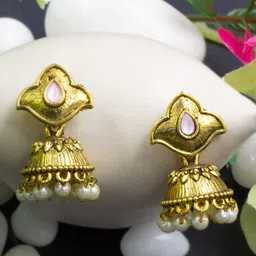 PRIVIU Gold-Plated Classic Jhumkas Earrings image 2