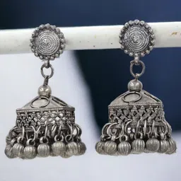 Sangria Silver-Plated Oxidized Jhumkas-picture-10