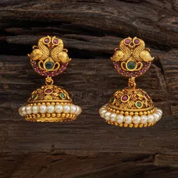 Kushal's Fashion Jewellery Gold-Plated Dome Shaped Jhumkas-picture-23