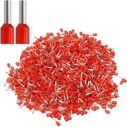 generic ESPtronics 1000 Pcs Ferrule Copper Crimp Connectors AWG18, 1.0mm�Red Insulated Crimp Pin Terminals Nylon Copper Crimp Ferrules Wire Cord Pin End E10008 for Electrical Connections image 1