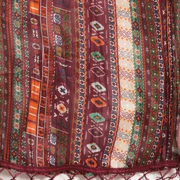 Jompers Women Maroon Floral Embroidered Mukaish Kurta with Palazzos & Dupatta image 4