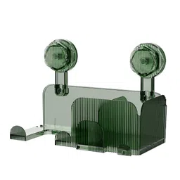 Cisily Self-Adhesive Hair Dryer Holder - Blow Dryer Holder Wall Mount Hair Dryer Rack & Hair Styling Care Tool Organizer Storage Basket (ABS Plastic) Black image 2