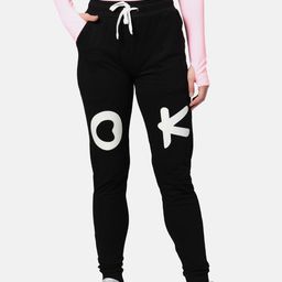 Campus Sutra Women Black Printed Slim-Fit Joggers-picture-4