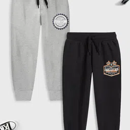 YK X Trampoline Kids Pack Of 2 Printed Cotton Mid Rise Joggers-picture-41