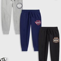 YK X Trampoline Kids Pack Of 3 Printed Cotton Mid Rise Joggers-picture-10