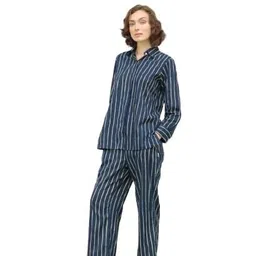 jisora Women's Blue Printed Pure Cotton Co-Ord Set image 1