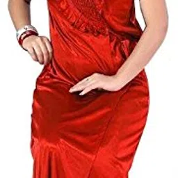 romaisa Women's Satin Solid Maxi Length Nighty with Robe (Size - Free Size) (Nightwear Set Pack of 2) image 4