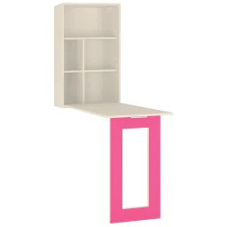 adona Calypso Kids Wall Mounted Folding Study Desk and Built In Bookshelf in Light Wood Barbie Pink Colour image 5