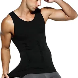 tgopit Men Compression Shirt Slimming Body Shaper Vest Tummy Control Shapewear Abdomen Undershirt(Black) image 3