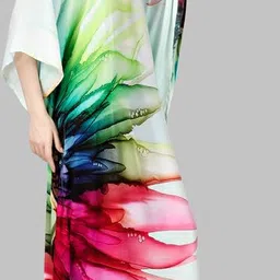 silksutra Silk Sutra Women's Ethnic Wear Elegant Multicolor Silk Maxi Dress – Silk Sutra Women's V-Neck, Free Size, 3/4 Sleeves Nightgown (STC-SILK-KAFTAN-176) image 4