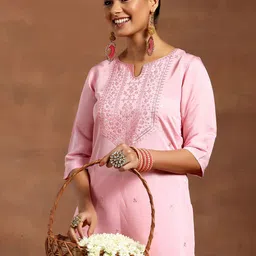 Libas Ethnic Motifs Embroidered Regular Sequinned Straight Kurta with Salwar-image-89
