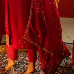 Indo Era Women Ethnic Motifs Embroidered Regular Sequinned Kurta with Trousers & With Dupatta image 2