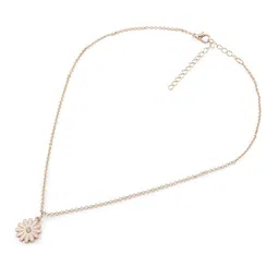 Zaveri Pearls Gold-Plated Enamel Flower Pendant & Chain image 3