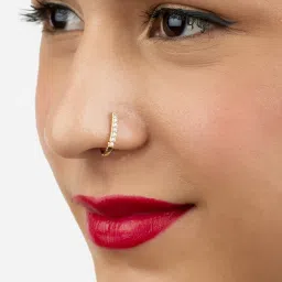 Zaveri Pearls Set of 3 Gold Tone Cubic Zirconia Brass Clip On Nose Pins-ZPFK17365 image 2