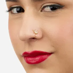 Zaveri Pearls Set of 3 Gold Tone Cubic Zirconia Brass Clip On Nose Pins-ZPFK17365 image 3