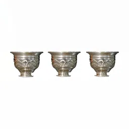 Sigaram Pooja Articles Silver-Toned 3 Pieces Textured German Silver Kumkum Box-picture-24