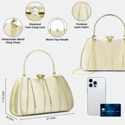 Lavie Womens Gold Star Framed Clutch with Detachable Strap (S) image 3