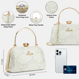 Lavie Womens Grey Twink Framed Clutch with Detachable Strap (S) image 3