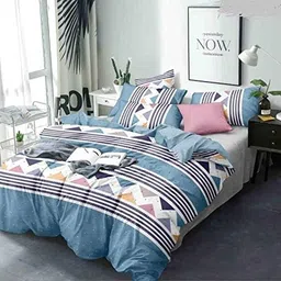 morado MORADO® Premium Glace Cotton Double Bed King Size Quilt Cover/Duvet Cover/Rajai Cover/Blanket Cover with Zipper (90X100 Inch, Blue) image 2