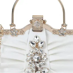 Akiki London Women Ealing Handle Clutch With Detachable Strap -White (S) image 5