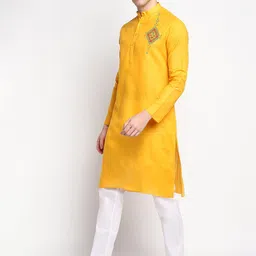 DEVOILER Geometric Printed Band Collar Straight Kurta image 2