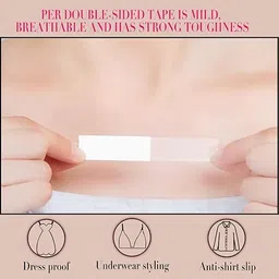 fedora 216 Strips Double Sided Tape for Fashion and Clothes, Waterproof Fashion Clothing Tape, Fabric Tape to Skin, Strong Adhesive Body Tape, Gentle on Skin & Body, Transparent Tape image 2