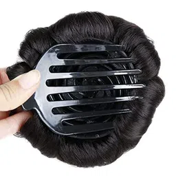 vivian Synthetic Hair Bun For Women & Girls Clip Hair Extension/Artificial Juda Natural Black Highlight Tress Claw In Ponytail Hair (BLACK) image 2