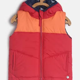 MINI KLUB Boys Red & Orange Colourblocked Lightweight Padded Jacket-picture-49