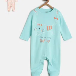 MINI KLUB Infant Girls Set Of 2 Printed Pure Cotton Sleep Suits-picture-56