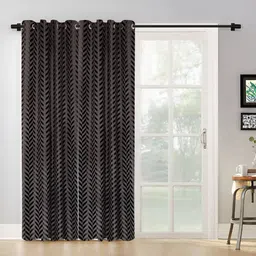SOKNACK Grey & Silver Toned 2 Pieces Geometric Printed Black Out Door Curtain image 1