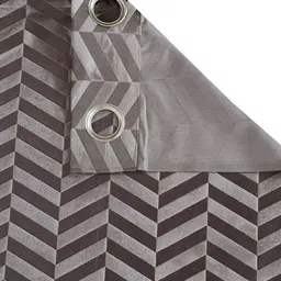 SOKNACK Grey & Silver Toned 2 Pieces Geometric Printed Black Out Door Curtain image 5
