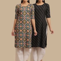 7threads KALINI Pack Of 2 Ethnic Motifs Printed Asymmetric Kurtas-picture-31