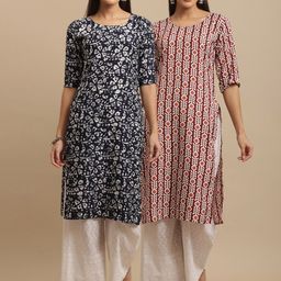 7threads KALINI Pack Of 2 Ethnic Motifs Printed Crepe Kurta-picture-25