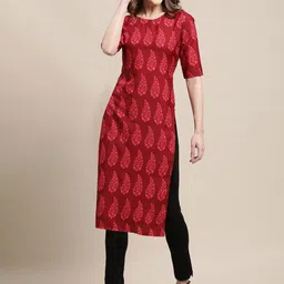 7threads KALINI Women Pack Of 6  Multicoloured Geometric Printed Summer Sheers Crepe Kurta image 3