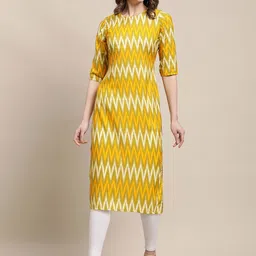 7threads KALINI Women Set Of 6 Geometric Printed Round Neck Summer Sheers Crepe Kurta image 4