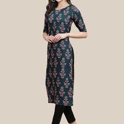 7threads KALINI Women Pack Of 6 Geometric Printed Thread Work Summer Sheers Crepe Kurta image 4