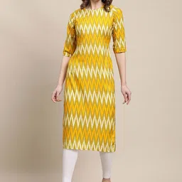 7threads KALINI 6 Women Multicoloured Geometric Printed Crepe Kurta image 4