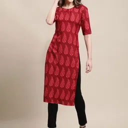 7threads KALINI Women Pack Of 6 Multicoloured Ethnic Motifs Printed Summer Sheers Crepe Kurta image 4