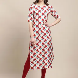 7threads KALINI Women Multicoloured Floral Printed Summer Sheers Crepe Kurta image 5