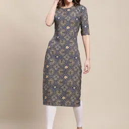 7threads KALINI Women Pack of 6 Digital Printed Crepe Straight Kurtas image 5