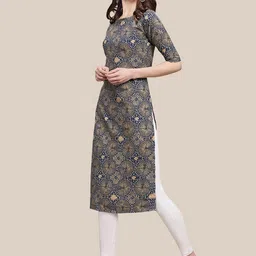 7threads KALINI Women Pack Of 6 Geometric Printed Thread Work Summer Sheers Crepe Kurta image 5