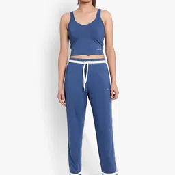 Wearjukebox Women Blue Solid Tracksuit-image-88