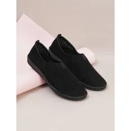 Sherrif Shoes Women Black Perforated Slip-On Loafers image 1