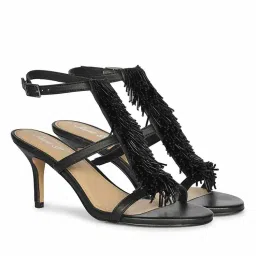 Saint G Women Black Leather Stiletto Sandal Heels-picture-16