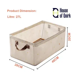 House of Quirk Organizer For Clothes With Metal Fram Foldable Storage Box - Beige image 2