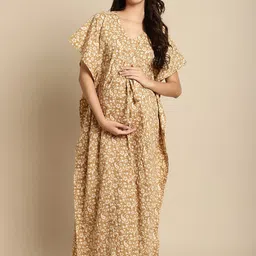 Secret Wish Printed Cotton Maternity Kaftan Maxi Nightdress-picture-12