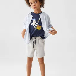 Mango Kids Boys Mid-Rise Straight Fit Pure Cotton Bermuda Shorts image 5